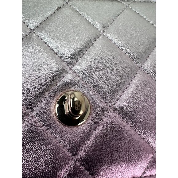 Chanel Metallic Lambskin Like a Wallet Flap Golden Pink Crossbody Bag - Picture 9 of 16